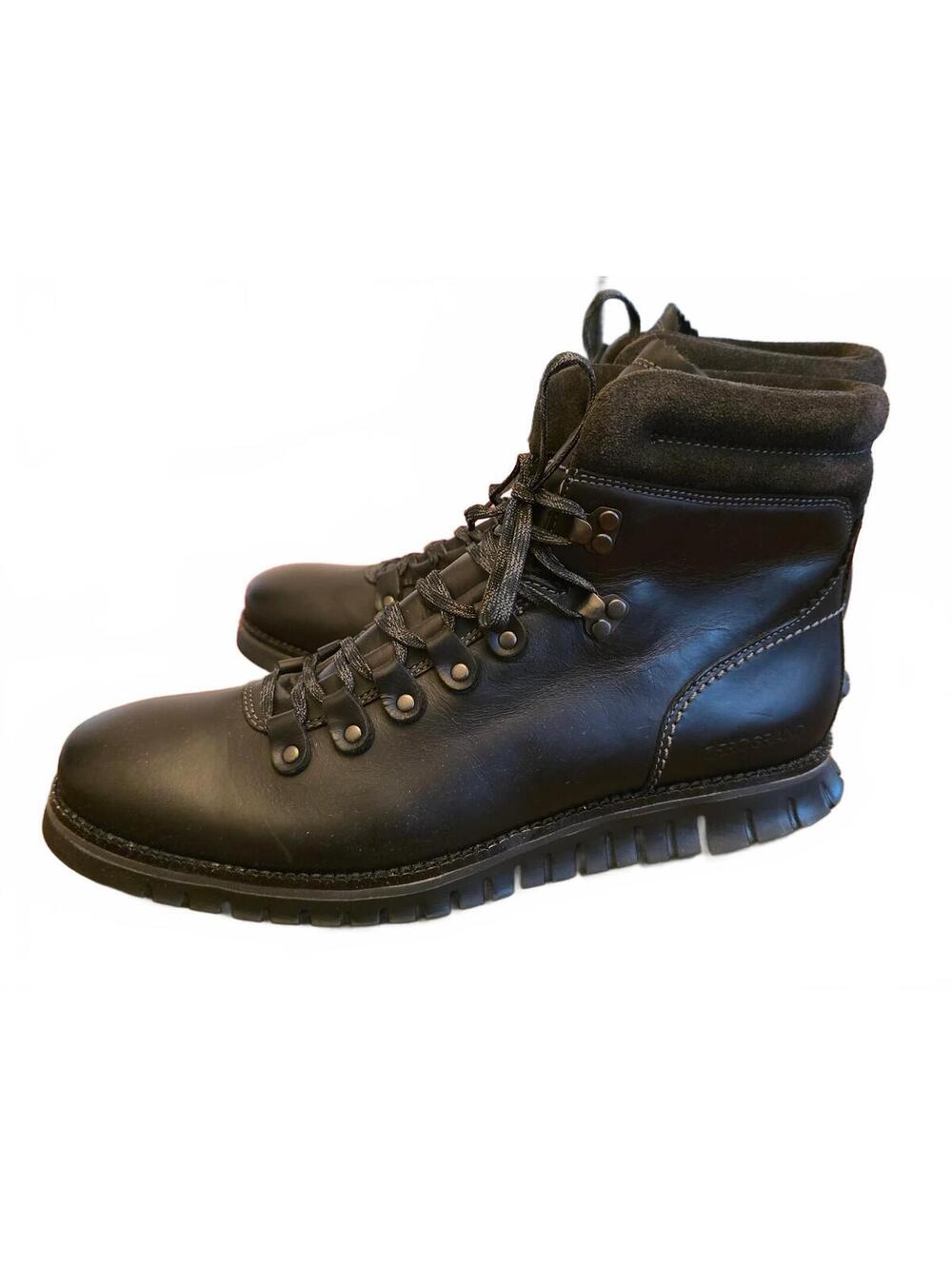 Cole Haan ZERØGRAND Waterproof Hiker Boots Black Leather Men's Size 9.5 M